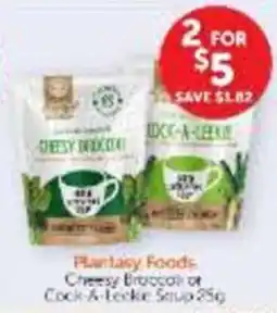 WHOLELIFE Plantasy Foods Cheesy Broccoli or Cock-A-Leekie Soup 25g offer