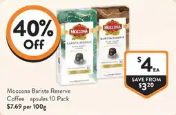 Foodworks Moccona Barista Reserve Coffee Capsules offer