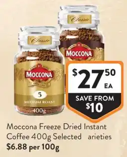 Foodworks Moccona Freeze Dried Instant Coffee 400g Selected Varieties offer