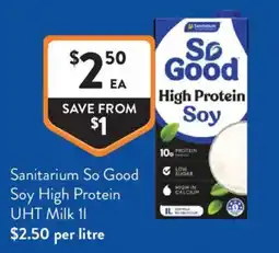Foodworks Sanitarium So Good Soy High Protein UHT Milk offer