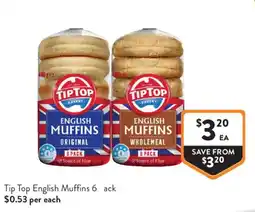 Foodworks Tip Top English Muffins offer