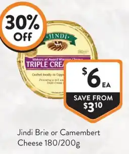 Foodworks Jindi Brie or Camembert Cheese offer