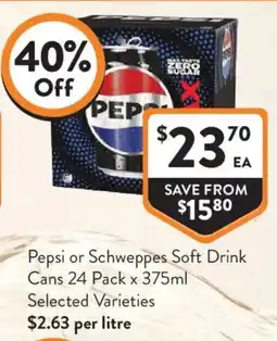 Foodworks Pepsi or Schweppes Soft Drink offer