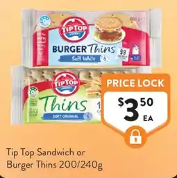 Foodworks Tip Top Sandwich or Burger Thins offer