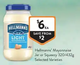 Foodworks Hellmann's Light Mayonnaise offer