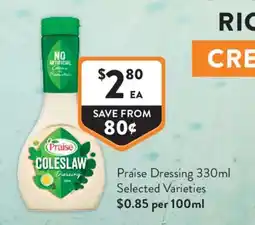 Foodworks Praise Coleslaw Dressing offer