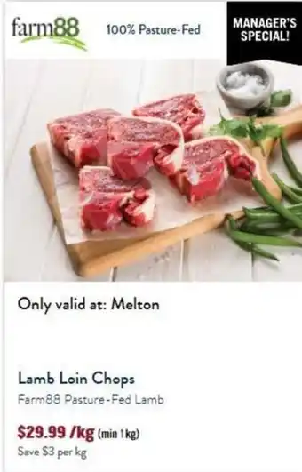 Lamb Loin Chops Farm88 Pasture-Fed Lamb