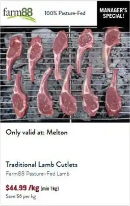 Tasman Butchers Traditional Lamb Cutlets Farm88 Pasture-Fed Lamb offer