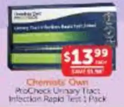 WHOLELIFE Chemists' Own ProCheck Urinary Tract Infection Rapid Test 1 Pack offer