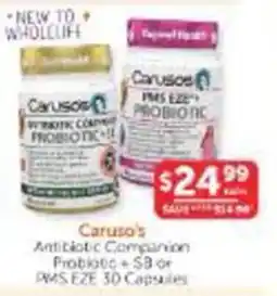 WHOLELIFE Caruso's Antibiotic Companion Probiotic + SB or PMS EZE offer