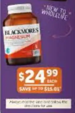 WHOLELIFE Blackmores Magnesium offer
