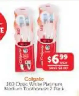 WHOLELIFE Colgate 360 Optic White Platinium Medium Toothbrush offer