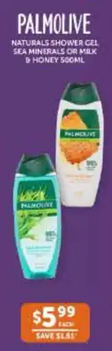 WHOLELIFE Palmolive naturals shower gel sea minerals or milk 9 honey offer