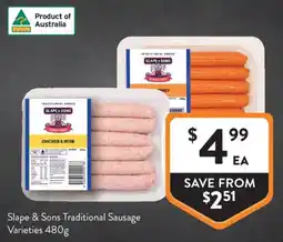 Foodworks Slope & Sons Traditional Sausage Varieties offer