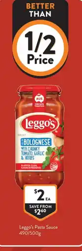 Foodworks Leggo's Pasta Sauce offer