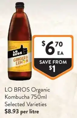Foodworks Lo Bros Organic Kombucha offer