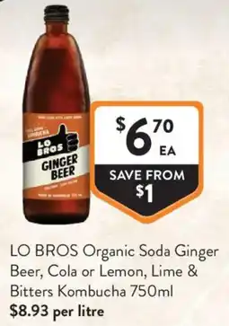 Foodworks Lo Bros Organic Soda Ginger Beer offer