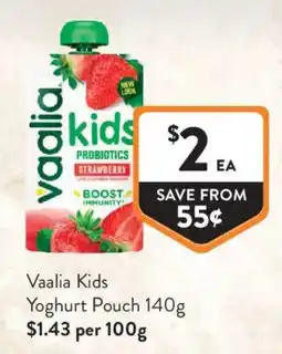 Foodworks Vaalia Kids Yoghurt Pouch offer