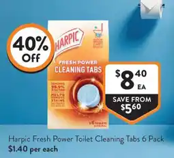 Foodworks Harpic Fresh Power Toilet Cleaning Tabs offer