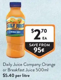 Foodworks Daily Juice Company Orange or Breakfast Juice offer