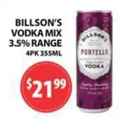 Star Liquor Billson's Vodka Mix Portello offer