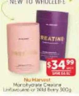 WHOLELIFE Nu Harvest Monohydrate Creatine offer
