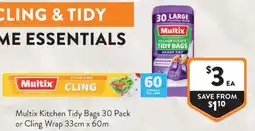 Foodworks Multix Kitchen Tidy Bags or Cling Wrap offer