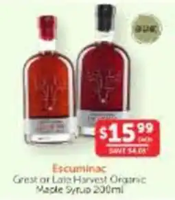 WHOLELIFE Escuminac Great or Late Harvest Organic Maple Syrup offer