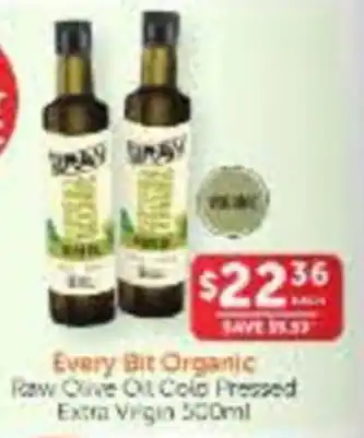Every Bit Organic Raw Olive Oil Cold Pressed Extra Virgin