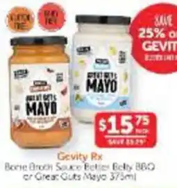 WHOLELIFE Gevity Rx Bone Broth Sauce Better Belly BBQ or Great Guts Mayo offer