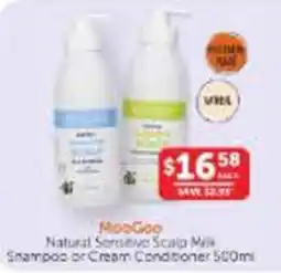 WHOLELIFE MooGoo Natural Sensitive Scalp Milk Shampoo or Cream Conditioner offer