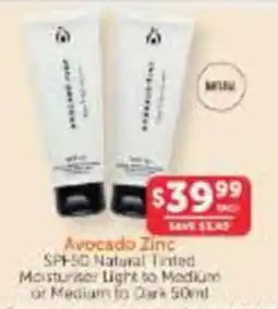 WHOLELIFE Avocado Zinc SPF50 Natural Tinted Moisturiser offer