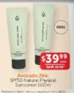 WHOLELIFE Avocado Zinc SPF50 Natural Physical Sunscreen offer