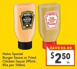 Supa Valu Heinz Special Burger Sauce or Fried Chicken Sauce offer