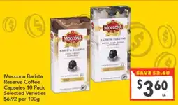 Supa Valu Moccona Barista Reserve Coffee Capsules offer