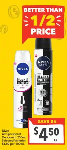 Supa Valu Nivea Anti-perspirant Deodorant offer