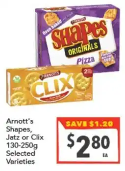 Supa Valu Arnott's Shapes, Jatz or Clix offer