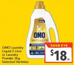 Supa Valu OMO Laundry Liquid 2 Litre or Laundry Powder 2kg Selected Varieties offer