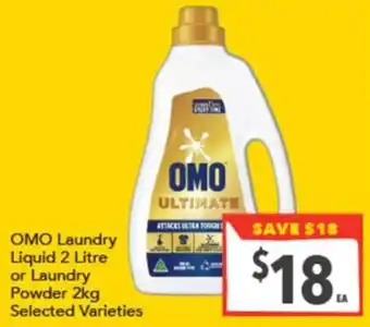 OMO Laundry Liquid 2 Litre or Laundry Powder 2kg Selected Varieties