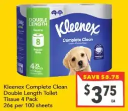 Supa Valu Kleenex Complete Clean Double Length Toilet Tissue offer