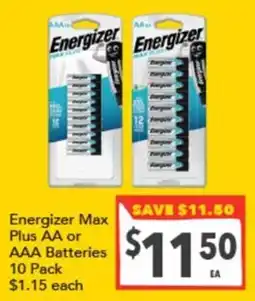 Supa Valu Energizer Max Plus AA or AAA Batteries offer