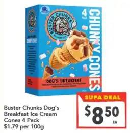Supa Valu Buster Chunks Dog's Breakfast Ice Cream Cones offer