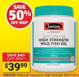 Cincotta Chemist Swisse Ultiboost Odourless High Strength Wild Fish Oil offer