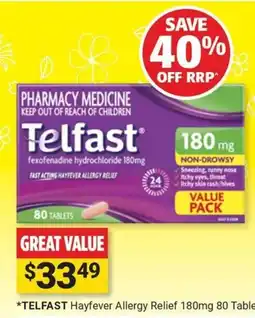 Cincotta Chemist Telfast Hayfever Allergy Relief 180mg offer