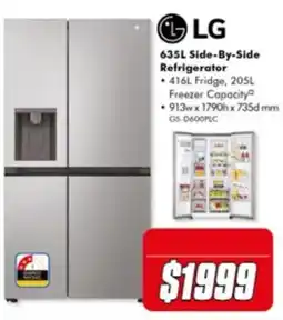 The Good Guys LG 635L Side-By-Side Refrigerator offer