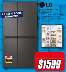 The Good Guys LG 664L Side-By-Side Refrigerator offer