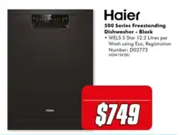 The Good Guys Haier 500 Series Freestanding Dishwasher - Black offer