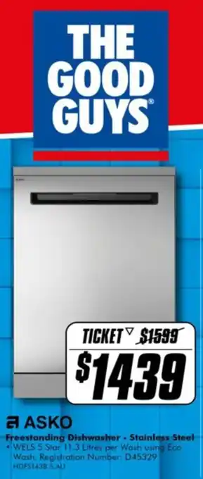 The Good Guys ASKO Freestanding Dishwasher - Stainless Steel offer