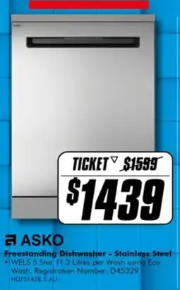 The Good Guys ASKO Freestanding Dishwasher - Stainless Steel offer