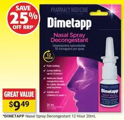 Cincotta Chemist Dimetapp Nasal Spray Decongestant offer
